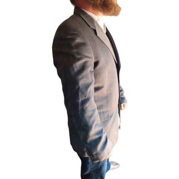 Vntg Nipon Gold Mens Gray Wool Blend Blazer 42L Classic 3 Button Career Jacket - Picture 8 of 10